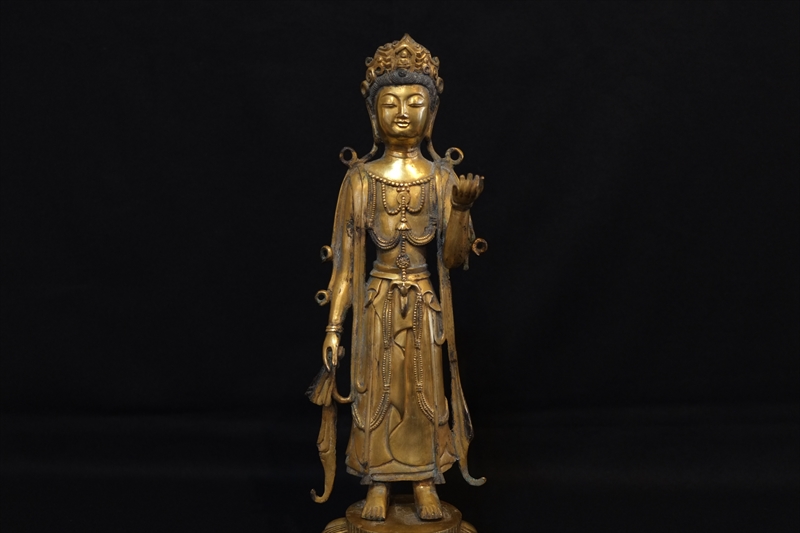 高麗仏画 水月観音図 本金彩色細密画　